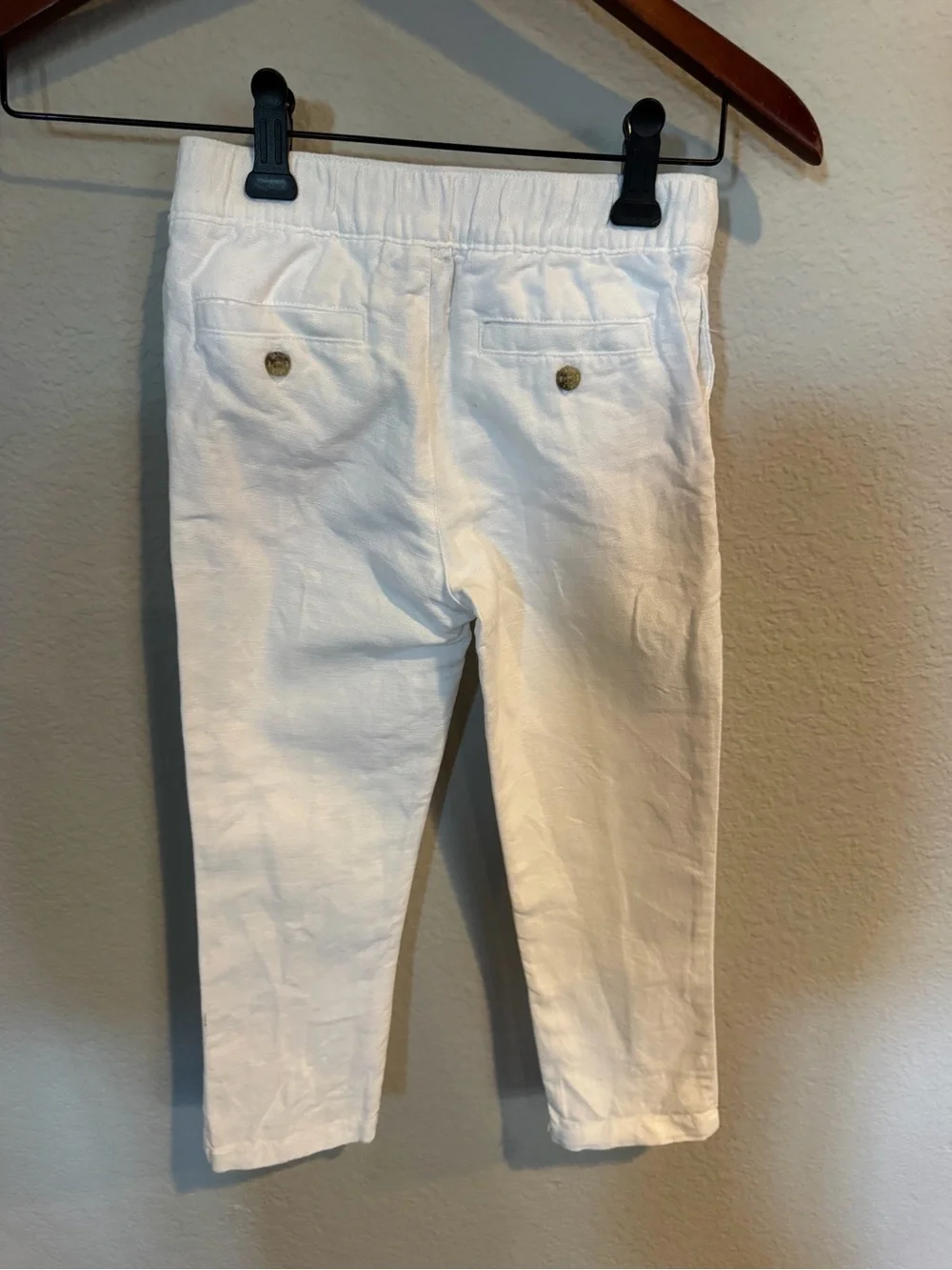Janie and Jack Boys White Linen Drawstring Pants 4